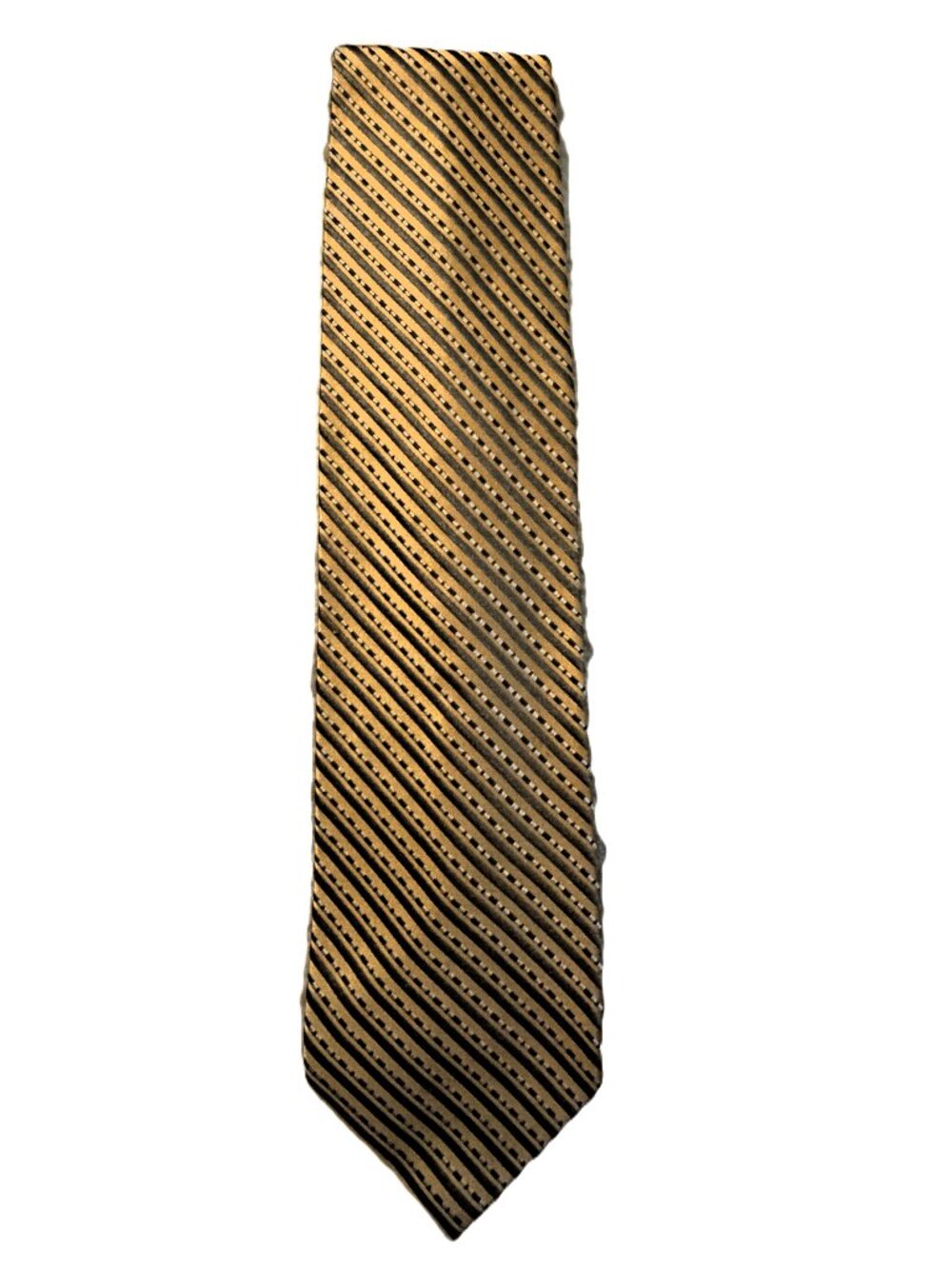 Jhane Barnes Silk Tie Brown Caramel Diagonal Stripe Necktie